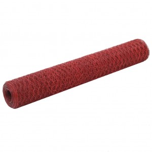 Alambrada de gallinero acero revestimiento PVC rojo 25x1 m D