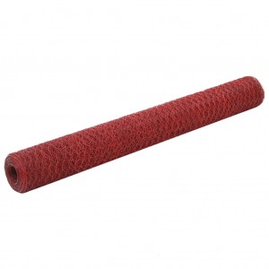 Alambrada de gallinero acero revestimiento PVC rojo 25x1.2 m D