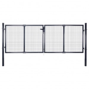 Porta de rede de jardim de aço galvanizado cinza 289x100 cm D