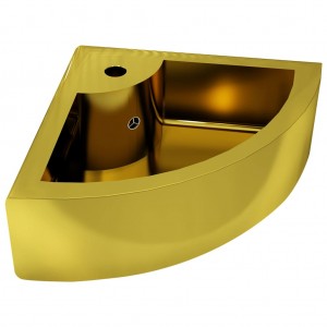 Lavabo con rebosadero 45x32x12.5 cm cerámica dorado D