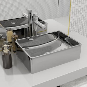 Lavabo 41x30x12 cm cerâmica prateada D