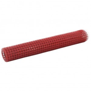 Alambrada de gallinero acero revestimiento PVC rojo 10x1 m D