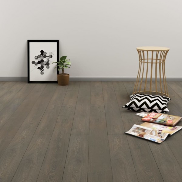 Lamas de piso de PVC autoadhesivo 4,46 m2 3 mm cinza e marrom D