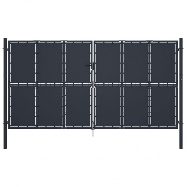 Puerta de jardín de acero gris antracita 400x200 cm D