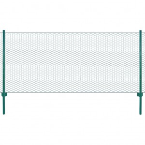 Parede de malha de arame com postes de aço 25x0,5 m verde D