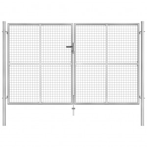 Porta de jardim de aço galvanizado prateado 306x200 cm D