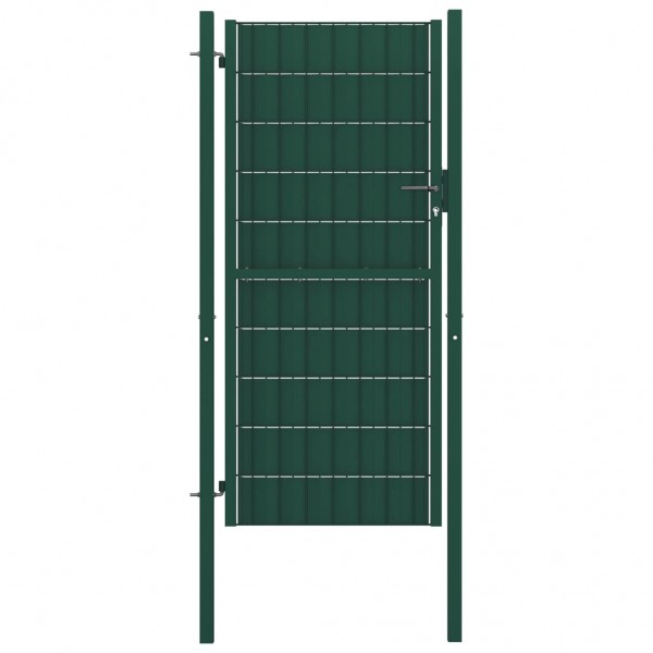 Puerta de valla de PVC y acero verde 100x164 cm D