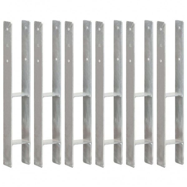 Anclajes de valla 6 uds acero galvanizado plateado 8x6x60 cm D