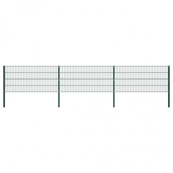 Panel de valla con postes hierro verde 5.1x0.8 m D