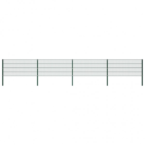 Painel de vedação com postes de ferro verde 6.8x0.8 m D