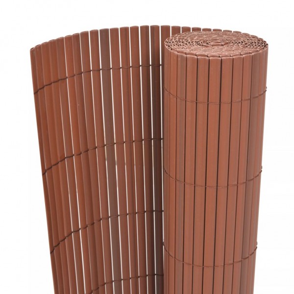 Valla de jardín de doble cara PVC marrón 90x500 cm D