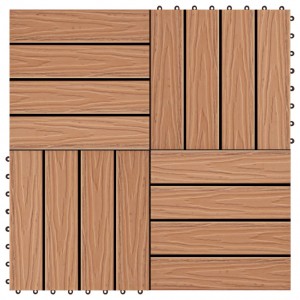 Baldosas porche relieve profundo WPC 30x30 cm 1 m² teca 11 uds D