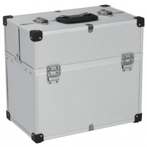 Caja de herramientas aluminio plateado 38x22.5x34 cm D
