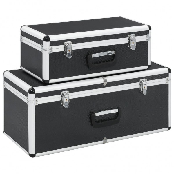 Cajas de almacenamiento 2 unidades aluminio negro D