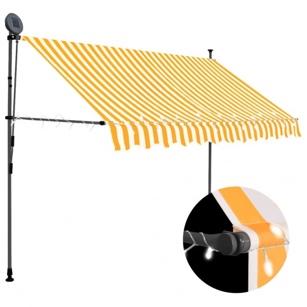 Toldo manual retrátil com LED branco e laranja 300 cm D