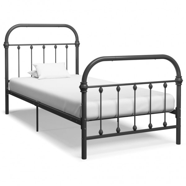 Estrutura de cama de metal cinza 100x200 cm D
