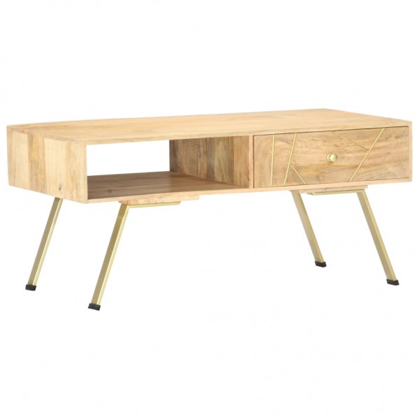 Mesa de centro de madera maciza de mango 95x50x42 cm D
