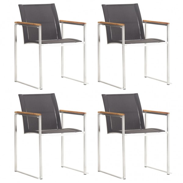 Cadeiras de jardim 4 unidades textil e aço inoxidável cinza D