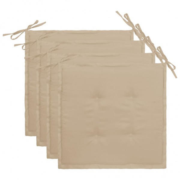 Cojines de silla de jardín 4 uds tela beige 40x40x3 cm D