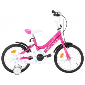 Bicicleta para niños 16 pulgadas negro y rosa D