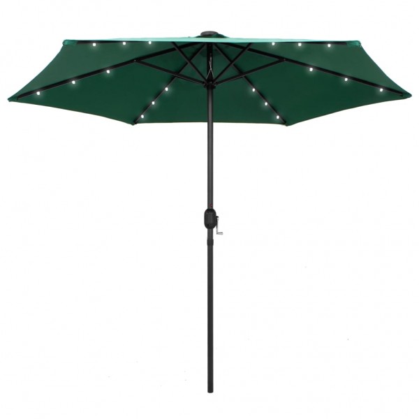 Guarda-chuva com luzes LED e bastão de alumínio verde 270 cm D