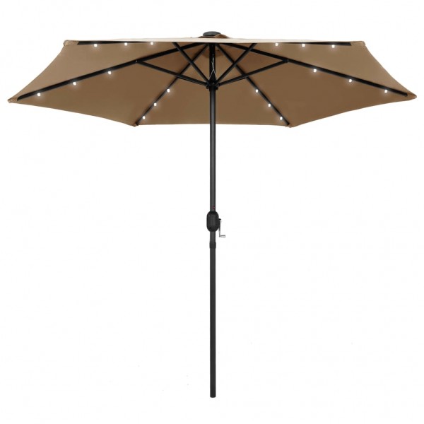 Guarda-chuva com luzes LED e bastão de alumínio cinza-taupe 270 cm D