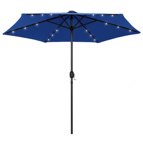 Guarda-chuva com luzes LED e bastão de alumínio azul-azul 270 cm D