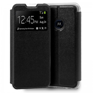 Funda COOL Flip Cover para Motorola One Macro Liso Negro D