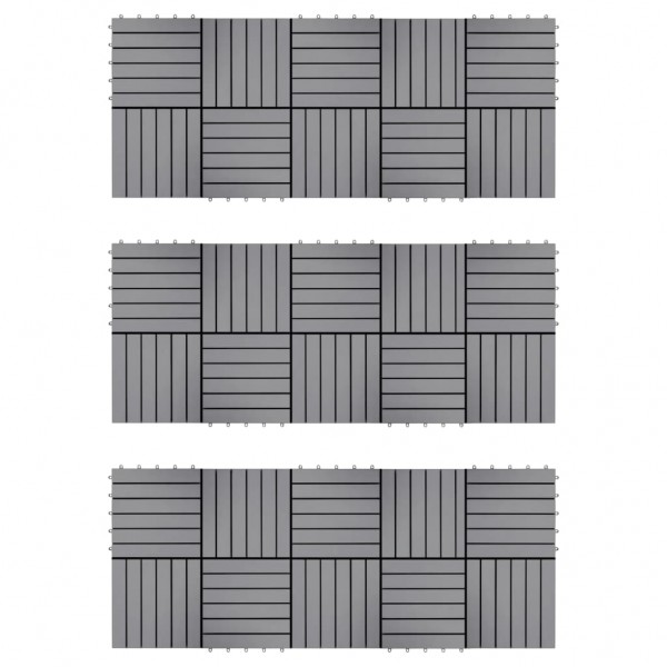Baldosas de terraza 30 uds madera acacia gris deslavado 30x30cm D