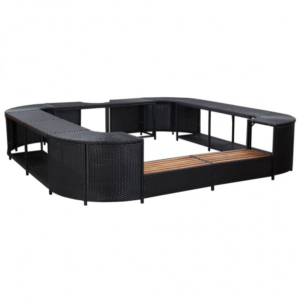 Borda quadrada banheira de hidromassagem ratão PE preto 268x268x55 cm D