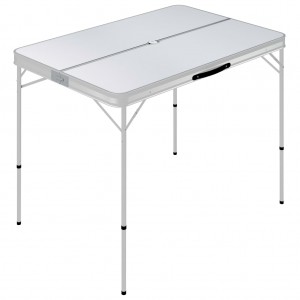Mesa de camping plegable con 2 bancos aluminio blanco H