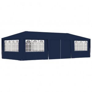 Carpa profesional para fiestas con paredes azul 90 g/m² 4x9 m D