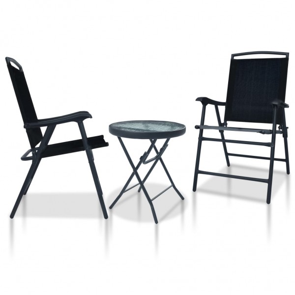 Mesa y sillas de bistró 3 piezas acero negro D