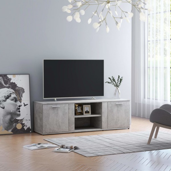 Mobiliário de TV madeira contraplacada cinza concreto 120x34x37 cm D