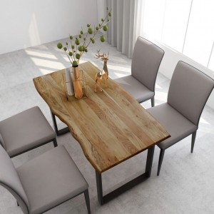 Mesa de jantar de madeira maciça de acácia 140x70x76 cm D