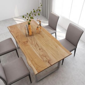 Mesa de jantar em madeira de acácia maciça 180x90x76 cm D