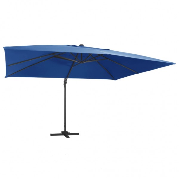 Guarda-chuva LED e poste de alumínio azul 400x300 cm D