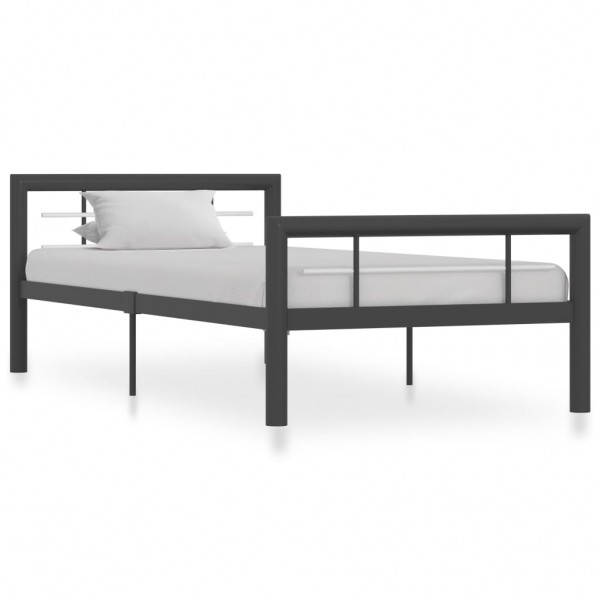 Estructura de cama de metal gris y blanco 90x200 cm D