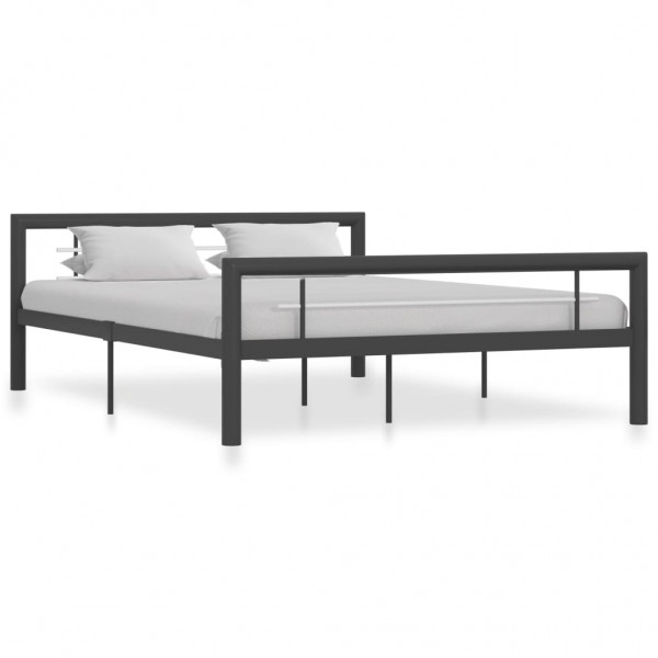 Estructura de cama de metal gris y blanco 140x200 cm D