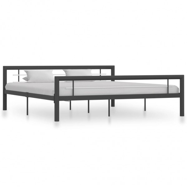Estrutura de cama de metal cinza e branco 180x200 cm D
