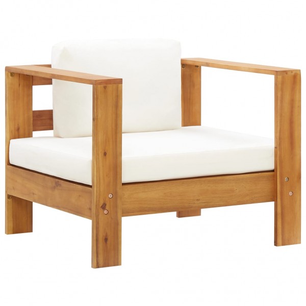 Cadeira de jardim com almofada madeira maciça de acacia de cor creme D