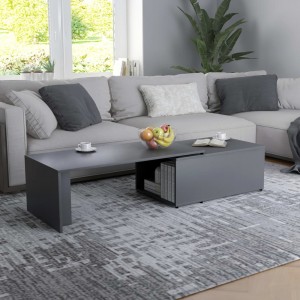 Mesa de centro madera contrachapada gris 150x50x35 cm D