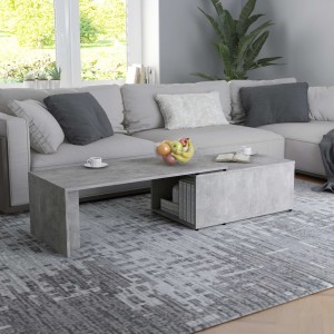 Mesa de centro madera contrachapada gris hormigón 150x50x35 cm D