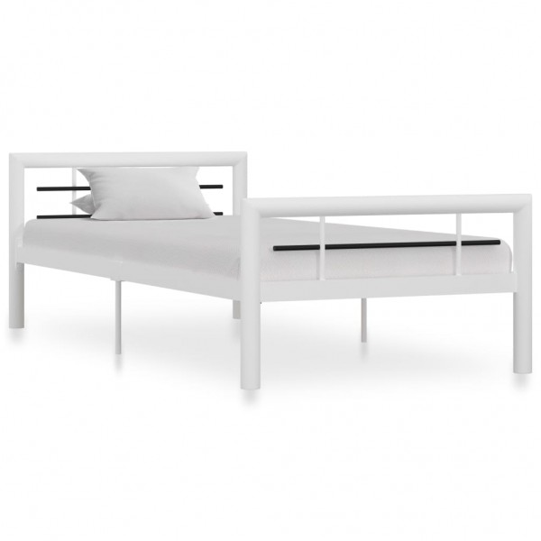 Estructura de cama de metal blanco y negro 90x200 cm D