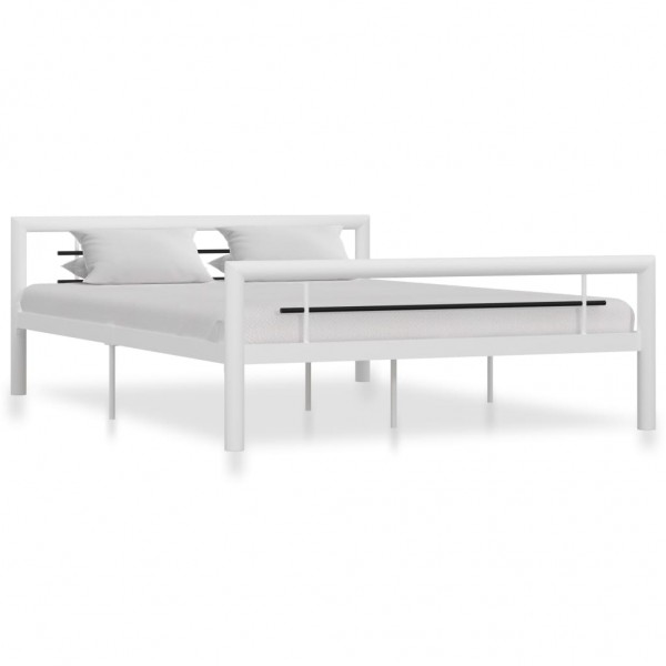 Estructura de cama de metal blanco y negro 140x200 cm D