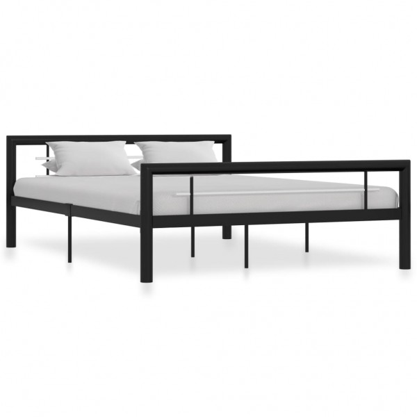 Estrutura de cama de metal preto e branco 140x200 cm D