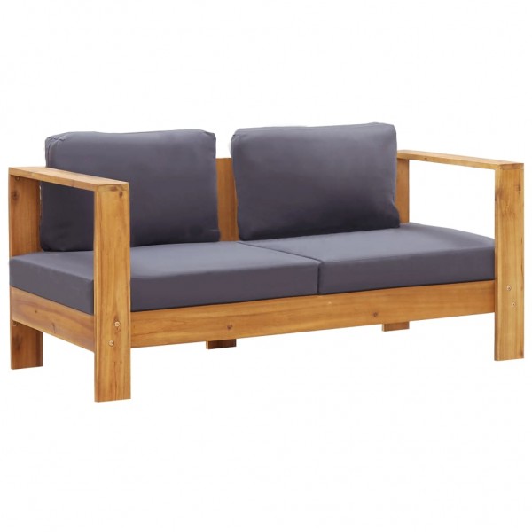 Banco sofá de jardín y cojines madera maciza acacia gris 140 cm D
