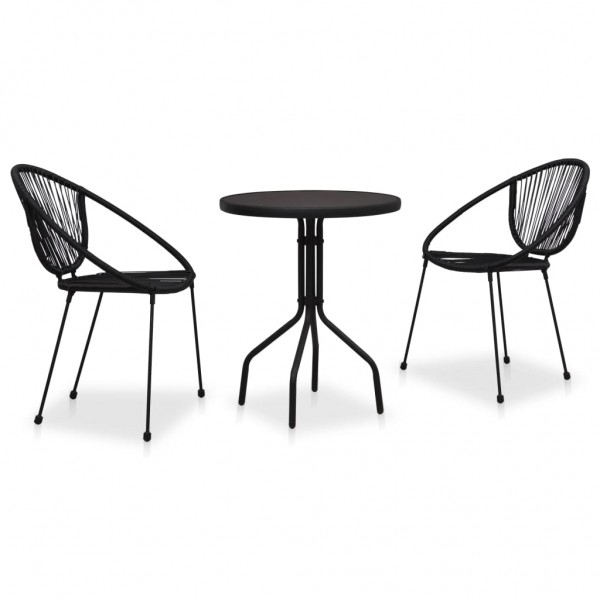 Set de mesa y sillas de jardín 3 piezas ratán de PVC negro D