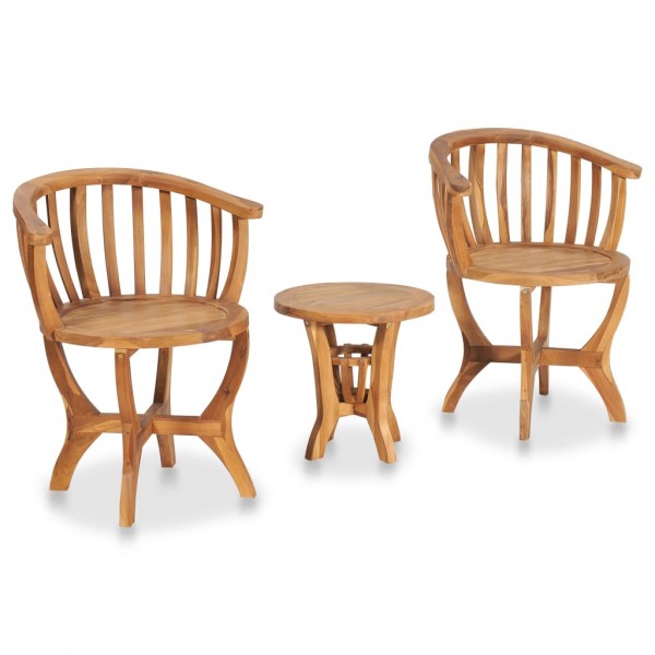 Mesa y sillas de bistró para jardín 3 pzas madera maciza teca D