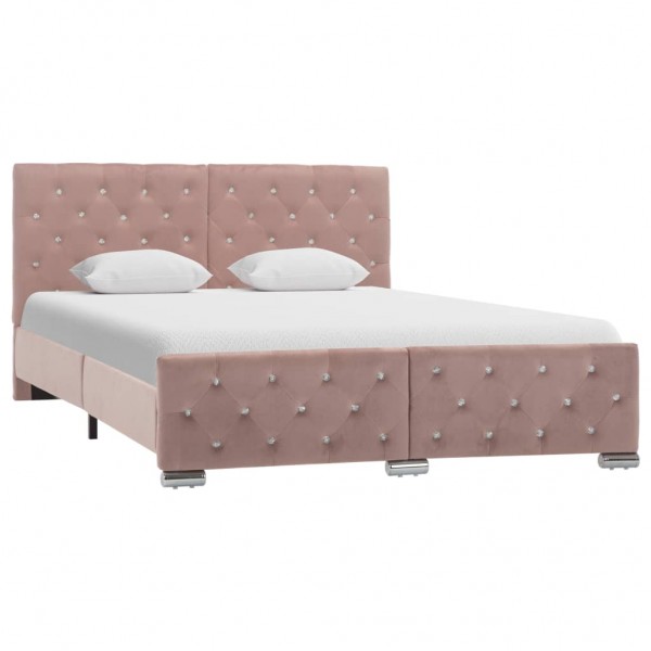 Estructura de cama de terciopelo rosa 140x200 cm D
